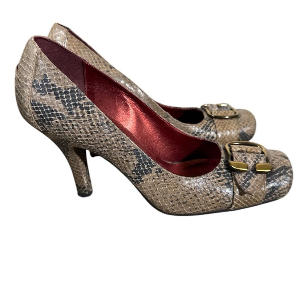 Bronx Claudine Python Snake Skin Square Toe Heels… - image 2